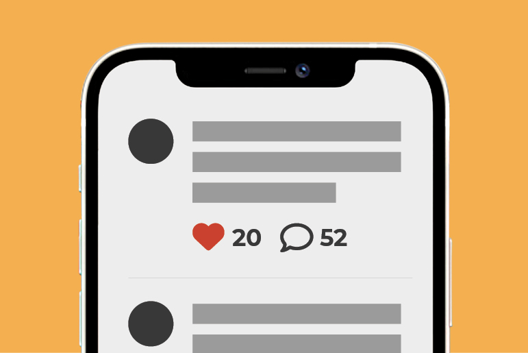 Mockup of a social media website