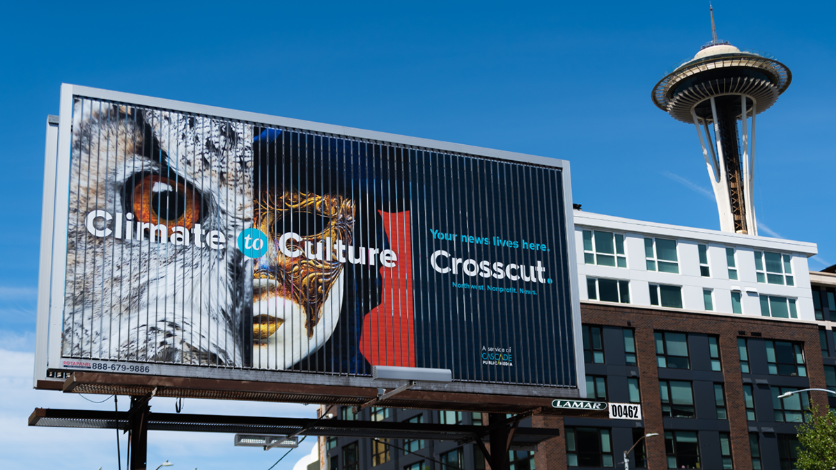 Crosscut billboard in Seattle that says